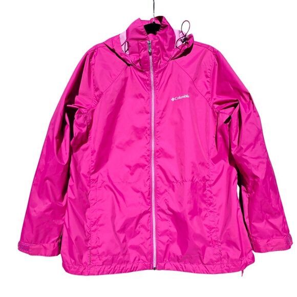 Columbia -927 Women's Pink Waterproof Long Sleeve Full Zip Windbreaker Jacket 1X - Picture 3 of 10